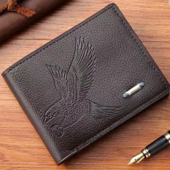 Soft leather eagle engraved mens wallet! NWT! - Picture 1 of 6